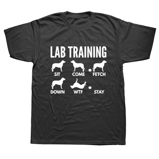 เสื้อยืดแขนสั้น คอกลม ผ้าฝ้าย พิมพ์ลายกราฟฟิค Labrador Retriever Dog Tricks แฟชั่นฮาราจูกุ สําหรับฝึกสุนัขS-5XL