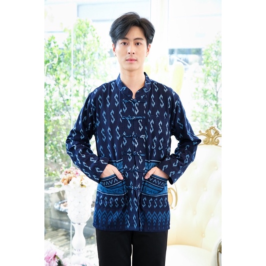 ภาพหน้าปกสินค้าเสื้อผู้ชายหม้อฮ่อม ลายขอ จากร้าน anurakcotton บน Shopee