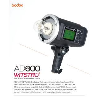 Godox AD600BM Bowens Mount 600Ws ไฟแฟลช ซิงค์ความเร็วสูง พร้อมระบบไร้สาย 2.4G X แบตเตอรี่ 8700mAh