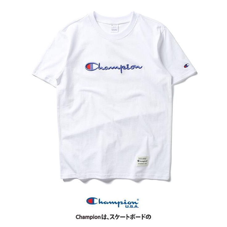 เสื้อยืดแขนสั้นผ้าฝ้ายปักลาย-champion