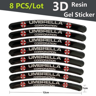 8 PCS/Lot Umbrella Corporation Evil Resident Motorcycle Wheel Rim Strip Decals Sticker