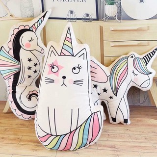 หมอนกอดลายการ์ตูนตัวนิ่ม ขนาด 40cm ตุ๊กตายูนิคอร์น unicorn ตุ๊กตาแมว ตุ๊กตาม้าน้ำ หมอนอิง หมอนโซฟา หมอนในรถ