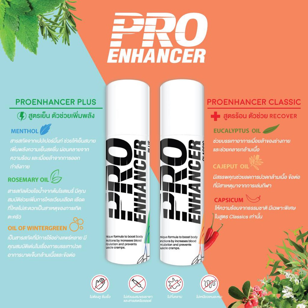 สเปรย์ Pro Enhancer Plus สูตรร้อน เย็น สำหรับ วิ่ง ปั่นจักรยาน กีฬา แถม ...