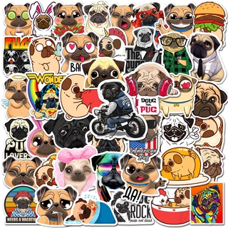 สินค้า ❉ Pug Dogs Series 04 - Kawaii Pet Dog สติ๊กเกอร์ ❉ 50Pcs/Set DIY Fashion Luggage Laptop Skateboard Decals Doodle สติ๊กเกอร์