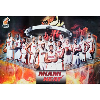 โปสเตอร์ รูปถ่าย ทีมนักกีฬา บาส ไมอามี ฮีท Miami HEAT POSTER 24”x35” นิ้ว Photo Basketball Team