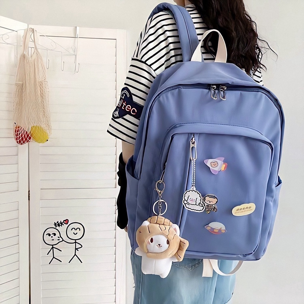[พร้อมส่ง] กระเป๋า Bread fomfom backpack แถมพวงกุญแจอะคริลิค พวงกุญแจ ...