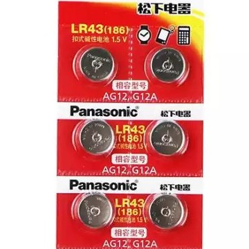 ถ่านกระดุม Panasonic LR43 (186, AG12) 1.5V Alkaline Battery ของแท้ แพค ...