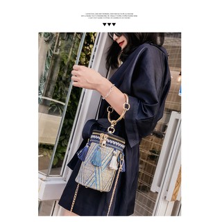 กระเป๋าทรงกระบอก 2018 New Style Summer Shoulder Chic Chain Bag