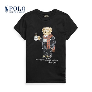 Ralph Lauren เสื้อยืดโปโล แขนสั้น พิมพ์ลายหมี โกโก้ สําหรับผู้ชาย และผู้หญิง 21898