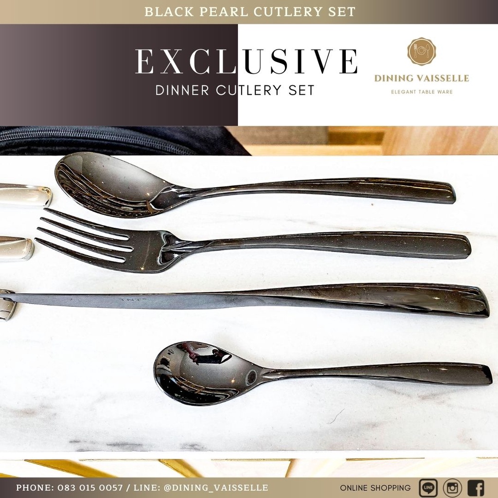 ชุดช้อนส้อมสีดำ-black-pearl-cutlery-set-เรียบหรู-มีสไตล์-อุปกรณ์บนโต๊ะอาหาร