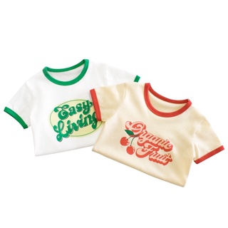 HT9565 27home เสื้อยืดเด็ก organic fruit easy living ครีม เขียว