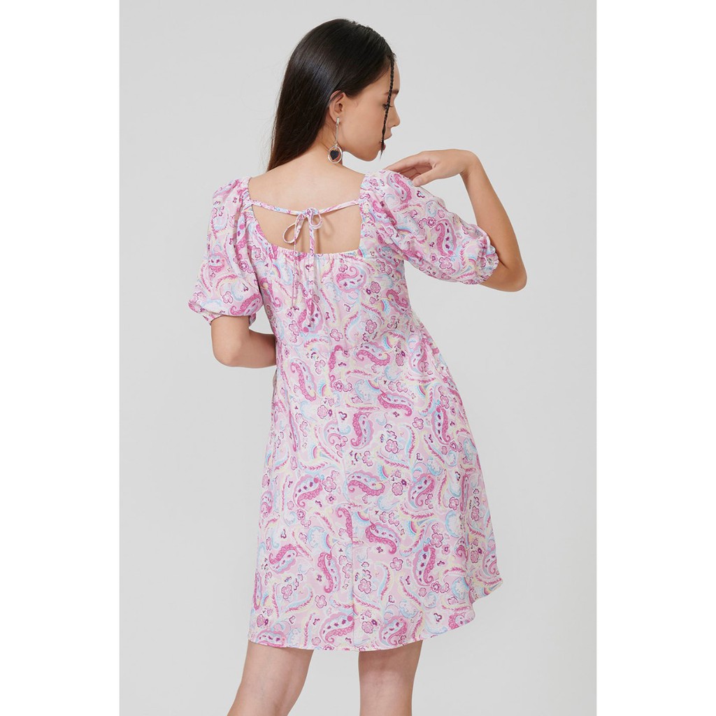 esp-เดรสลายลูกน้ำ-ผู้หญิง-สีชมพู-paisley-print-dress-5482