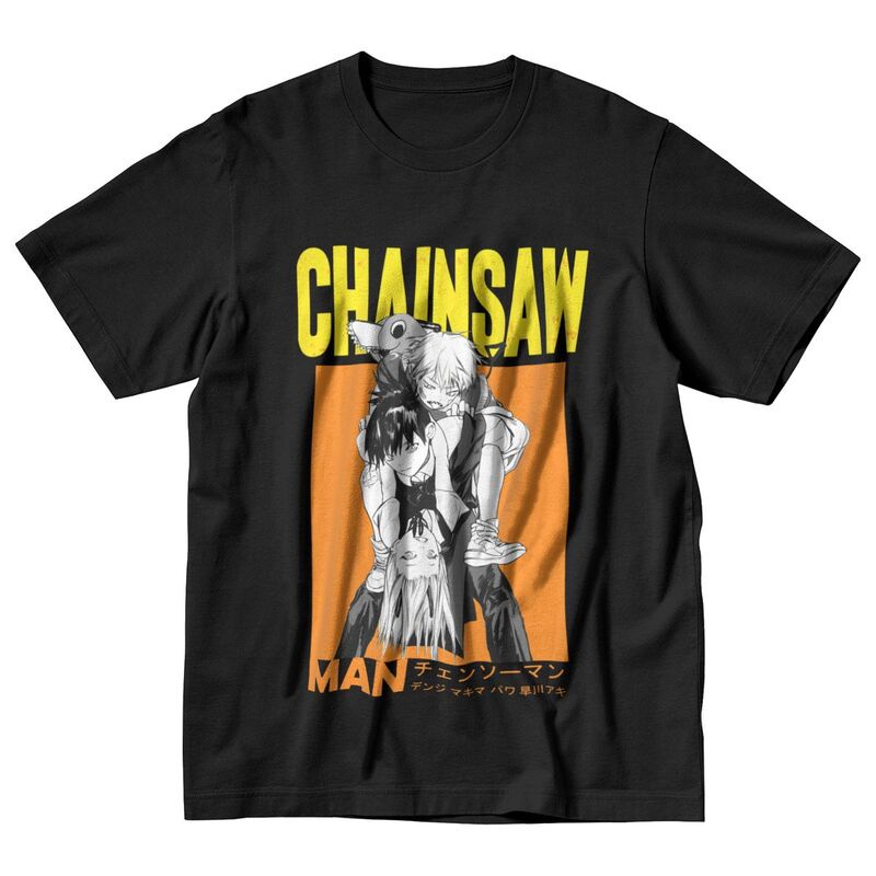 เสื้อยืดแขนสั้น-คอกลม-ผ้าฝ้าย-ทรงหลวม-พิมพ์ลายอนิเมะ-chainsaw-man-แฟชั่นฤดูร้อน-สําหรับผู้ชาย