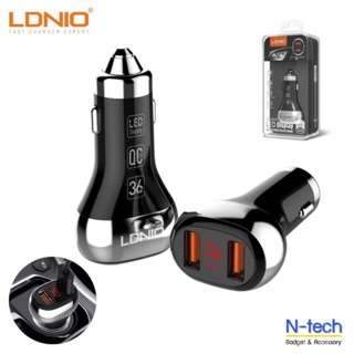 LDNIO C2 QC3.0 ฟาสชาร์จ ที่ชาร์จในรถ 2 USB LED แสดงสถานะชาร์จ หัวชาร์จในรถยนต์