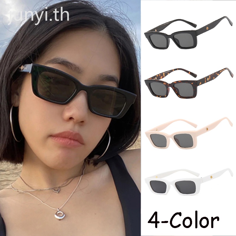 ราคาและรีวิวเล็ก สแควร์ แว่นตากันแดดผู้หญิง UV400 การป้องกัน สไตล์วินเทจคลาสสิกเกาหลีแฟชั่นแว่นตาสำหรับผู้ชายผู้หญิงกลางแจ้ง แรเงา แว่นตากันแดด