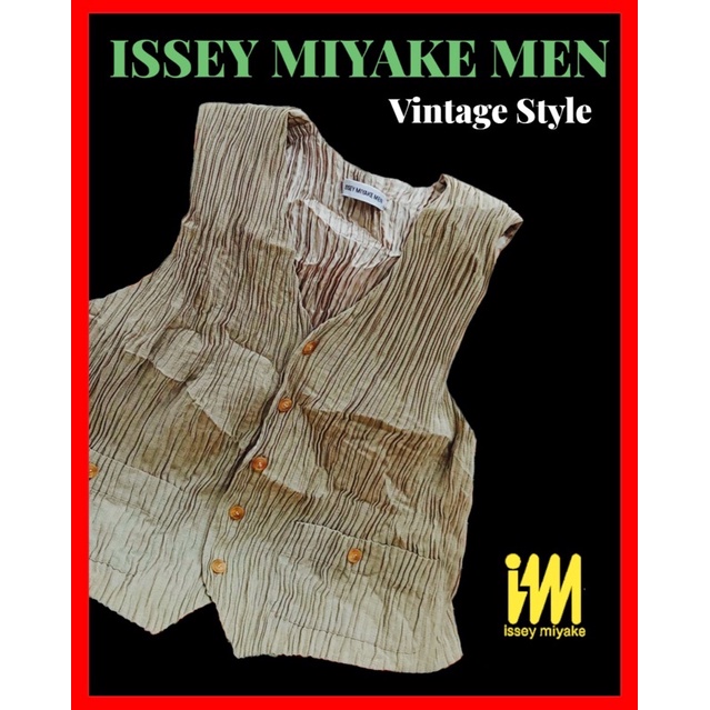 เสื้อissey-miyake-menแท้-unisex-แขนกุด-จีบพลีท-มือสอง