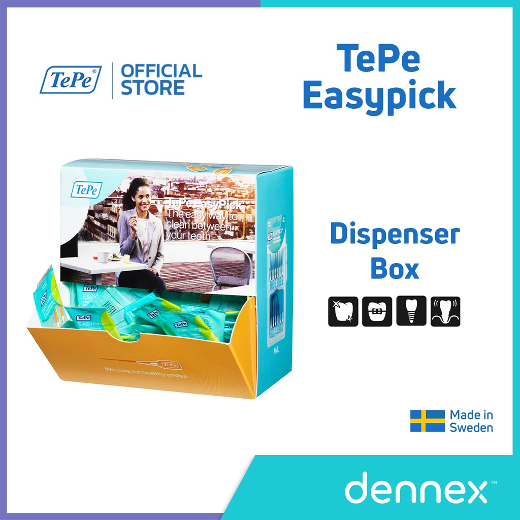 tepe-easypick-ไม้จิ้มฟันซิลิโคน-เทเป้-อีซี่พิค-dispenser-box-100-ซอง-ซองละ-2-ชิ้น-by-dennex