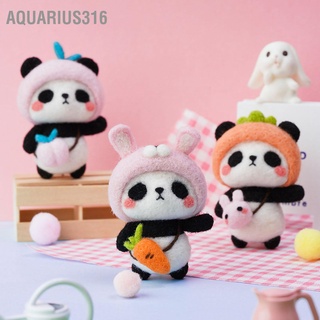 Aquarius316 ชุดเข็มถักขนสัตว์ ลายการ์ตูนแพนด้า แฮนด์เมด Diy สําหรับผู้เริ่มต้น