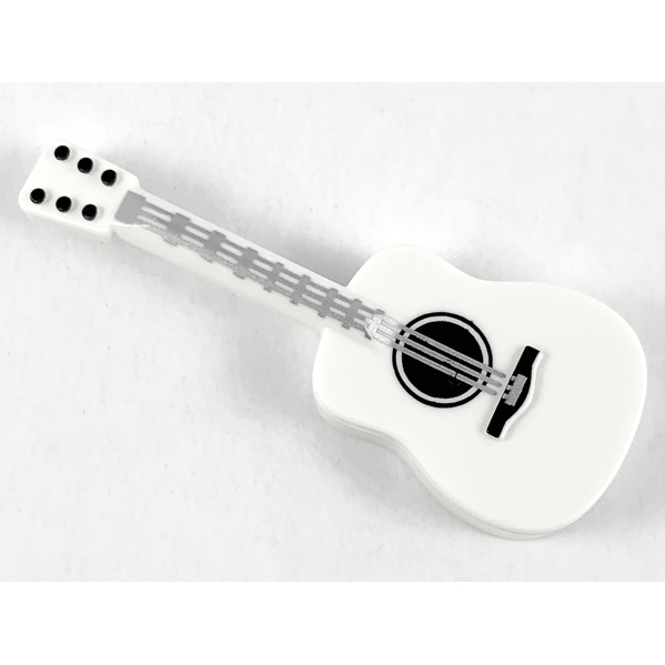 lego-part-ชิ้นส่วนเลโก้-no-25975pb02-minifigure-utensil-guitar-acoustic-with-silver-strings-black-tuning-knobs-pattern