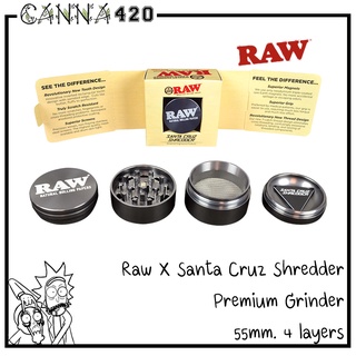 Raw grinder 4 layers Grinder Raw x Santa Cruz Shredder ที่บด เครื่องบดสมุนไพร ที่บด ขนาด 50 มม ที่บด Raw Silver Metal