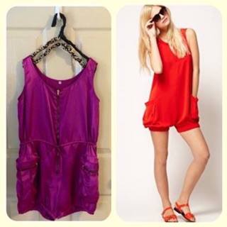 Jumpsuit ผ้าซาตินสีม่วง size s,m