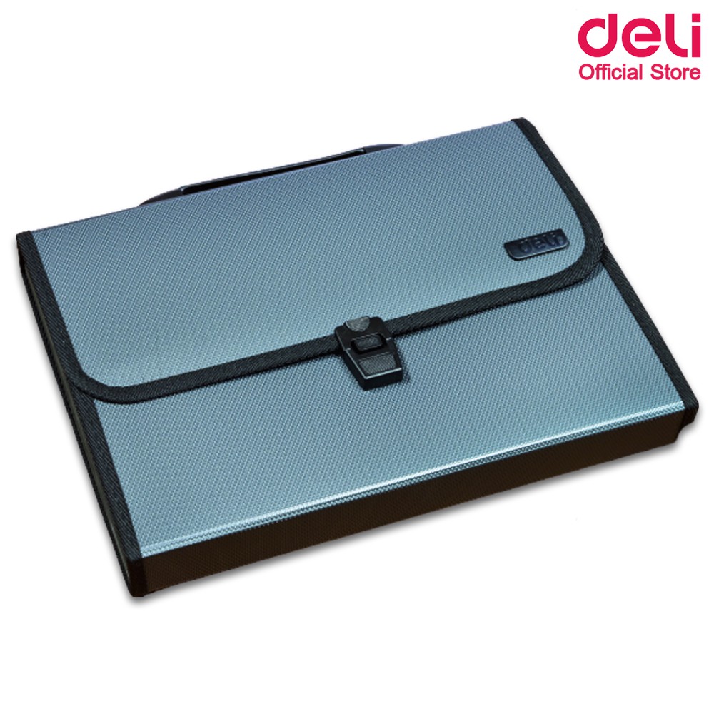 deli-5556-a4-pvc-document-bag-with-13-compartments-กระเป๋าเอกสาร-pvc-มี-13ช่อง-กระเป๋า-เครื่องเขียน-อุปกรณ์สำนักงาน-แฟ้ม