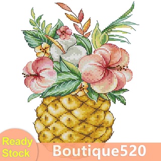 ♚พร้อมส่ง♚[boutique520.th] ด้ายผ้าฝ้าย 14CT พิมพ์ลายสับปะรด สําหรับปักครอสสติตช์ DIY