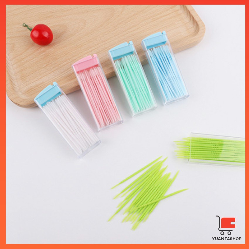 ภาพสินค้าไม้จิ้มฟันกล่องพลาสติก สีสันไม่เป็นอันตราย 2 ด้าน แบบซอง toothpicks จากร้าน yuantashop บน Shopee ภาพที่ 5