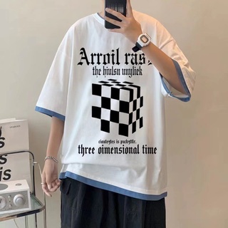 เสื้อยืดลําลอง คอกลม แขนสั้น พิมพ์ลายตารางหมากรุก ทรงหลวม เข้ากับทุกการแต่งกาย สไตล์ฮ่องกง แฟชั่นฤดูใบไม้ผลิ และฤดูร้อน