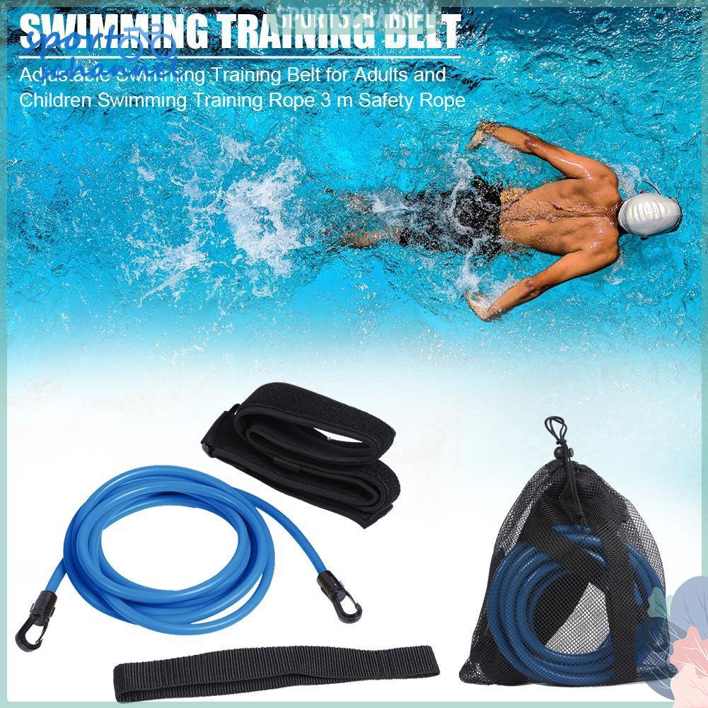 ภาพหน้าปกสินค้าsportAdjustable Swim Training Resistance Belt Swimming Exerciser Safety Rope