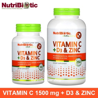 NutriBiotic, Immunity, Vitamin C + D3 &amp; Zinc, 250 Capsules บำรุงผิว กล้ามเนื้อ เสริมภูมิต้านทาน