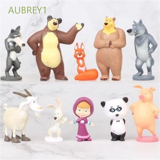 AUBREY1 4-6cm Masha and The Bear Childrens Gifts Figure Model Action Figure Christmas Gifts Decoration Dolls Kids Toys Home Decoration 10Pcs/lot PVC Toys Anime Figure