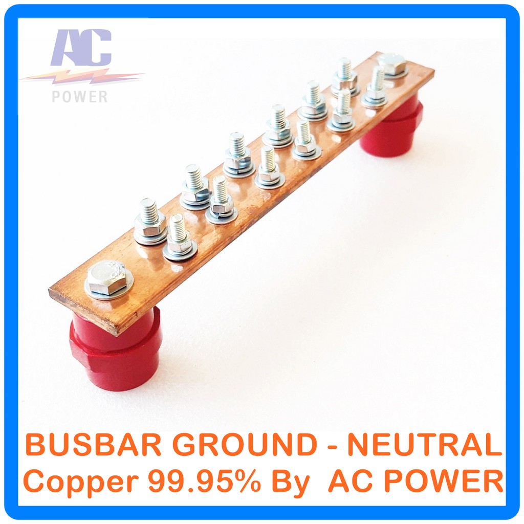 บัสบาร์ทองแดง-บาร์นิวทรัล-พร้อมลูกถ้วยบัสบาร์-copper-busbar-neutral-with-insulator