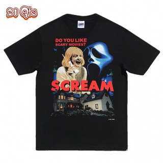 คอลูกเรือเสื้อยืดคอกลม21 สินค้าเดิม/เสื้อยืดคอกลม/Scream^Midnight Bell/ผ้าฝ้าย 100% Oversize SML ดำ&amp;ขาว unisex🔥ผ้าฝ้ายแ