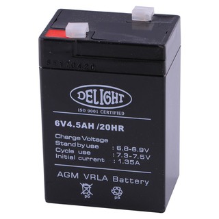 แบตเตอรี่แห้ง แบตเตอรี่แห้ง DELIGHT 6V 4.5AH ไฟฉาย ไฟฉุกเฉิน งานระบบไฟฟ้า DRY BATTERY DELIGHT 6V 4.5AH