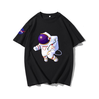 【hot sale】เสื้อยืดแขนสั้น ผ้าฝ้าย ทรงหลวม ลาย Nasa แฟชั่นฤดูร้อน สไตล์ญี่ปุ่น สําหรับผู้ชาย และผู้หญิง