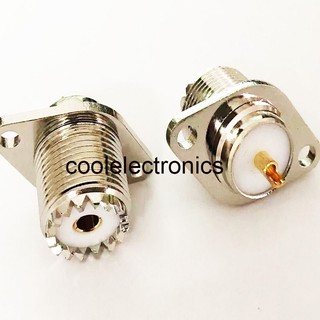 2pcs Connector UHF SO239 Female Jack 2 Hole Panel Mount Flange Solder Cup Antenna Socket Adapter