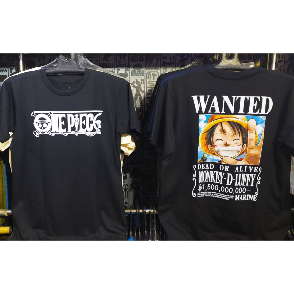 เสื้อยืดสําหรับผู้ชาย-เสื้อยืดอินเตอร์เนชั่นแนล-o-one-piece-luffy-wanted-ผลิตในประเทศไทย-fh