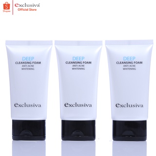 Exclusiva โฟมล้างหน้า ลดสิว ล้างเมคอัพ  Anti-acne Whitening Deep Cleansing Foam x 3 หลอด