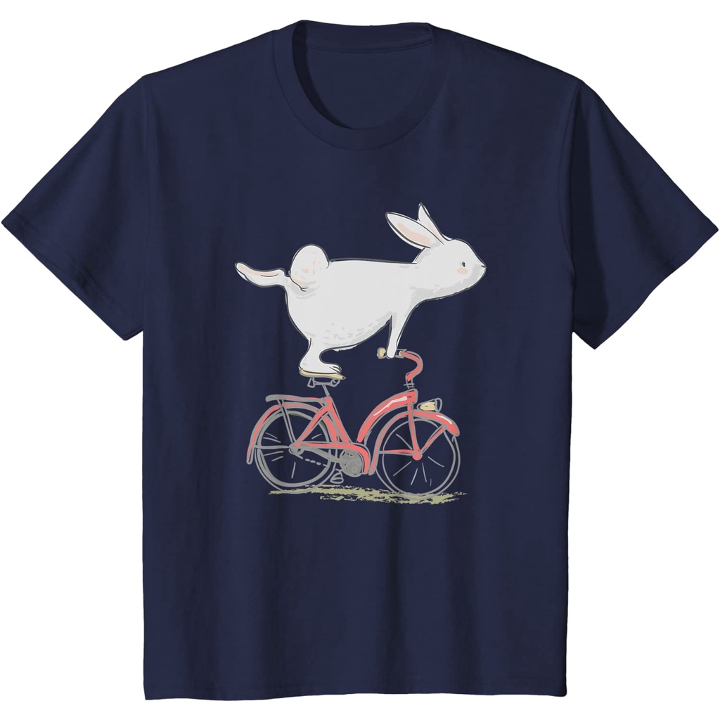 เสื้อยืดผ้าฝ้ายพรีเมี่ยม-เสื้อยืด-ลายกระต่ายน่ารัก-เหมาะกับของขวัญ-และจักรยาน