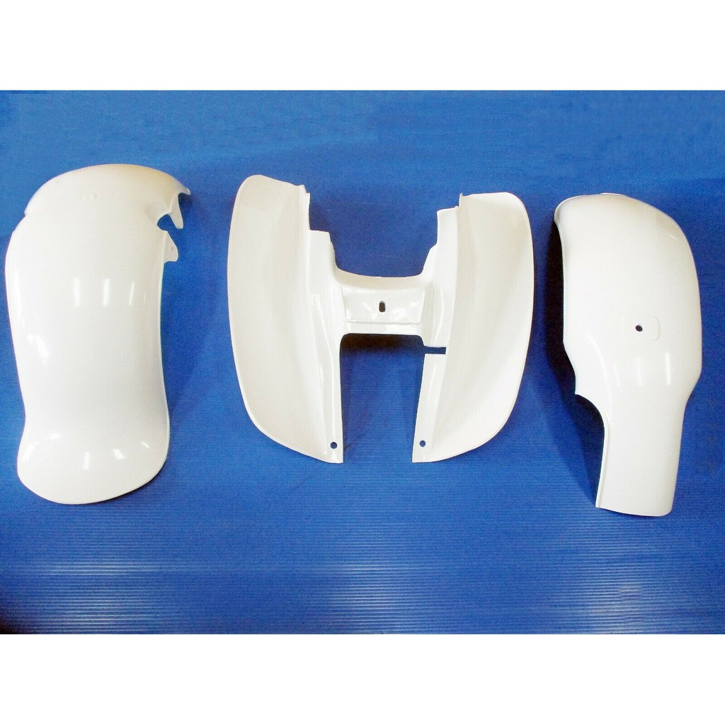FRONT REAR FENDER LEGSHIELD PLASTIC WHITE SET For YAMAHA CHAPPY 