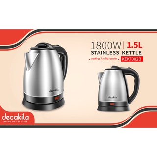 decakila รุ่น  รุ่น KEKT002W กาต้มน้ำร้อน (Stainless kettle) ขนาดความจุ 1.5 ลิตร ขนาดกำลังไฟ 1800 วัตต์ พลาสติกคุณภาพดี