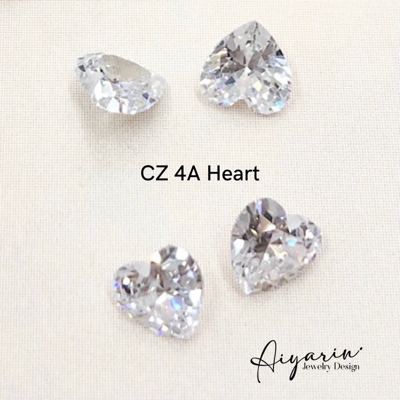 heart-cz-4a-white-diamond-เพชรรัสเซียcz-4a-รูปหัวใจ-เจียระไนเหลี่ยมก้นเพชร