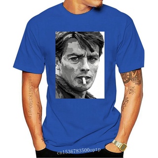 เสื้อยืดผ้าฝ้ายพิมพ์ลายขายดี เสื้อยืดแขนสั้นลําลอง พิมพ์ลาย MAGLIA ALAIN DELON FRANCIA FRANCE MITO SEXY 1 - S-3 สีดํา สไ