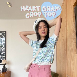 ♞♤✇Choosedress A1661 Heart gram crop top เสื้อยืดญี่ปุ่นแขนจั้ม