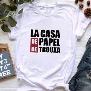 เสื้อยืดอินเทรนด์ผู้ชายอินเทรนด์ผู้หญิงเสื้อยืดแฟชั่นผู้หญิงเสื้อยืดพิมพ์ลาย La Casa De PapelS-3XL