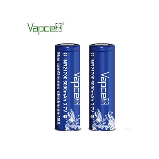 Vapcell INR21700 5000mAh 12A 3.7V สีฟ้า ของแท้เช็คโค๊ตได้(เมื่อซื้อ2ก้อนแถมฟรีกระเป๋าใส่ถ่าน)