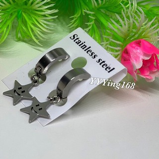 ต่างหู ต้องเจาะหู ตุ้มหู จิว ไม้กางเขน Cross Huggie Earrings for Men Stainless Steel Earing Punk Male Costume Je