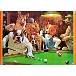 โปสเตอร์ รูปวาด หมา เล่นสนุ๊ก Dogs Playing Pool POSTER 20”x30” Inch Classic Vintage DOG v2