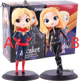 Qposket Captain Marvel Q posket black widow Q Version โมเดลตุ๊กตาของเล่นสำหรับเด็ก